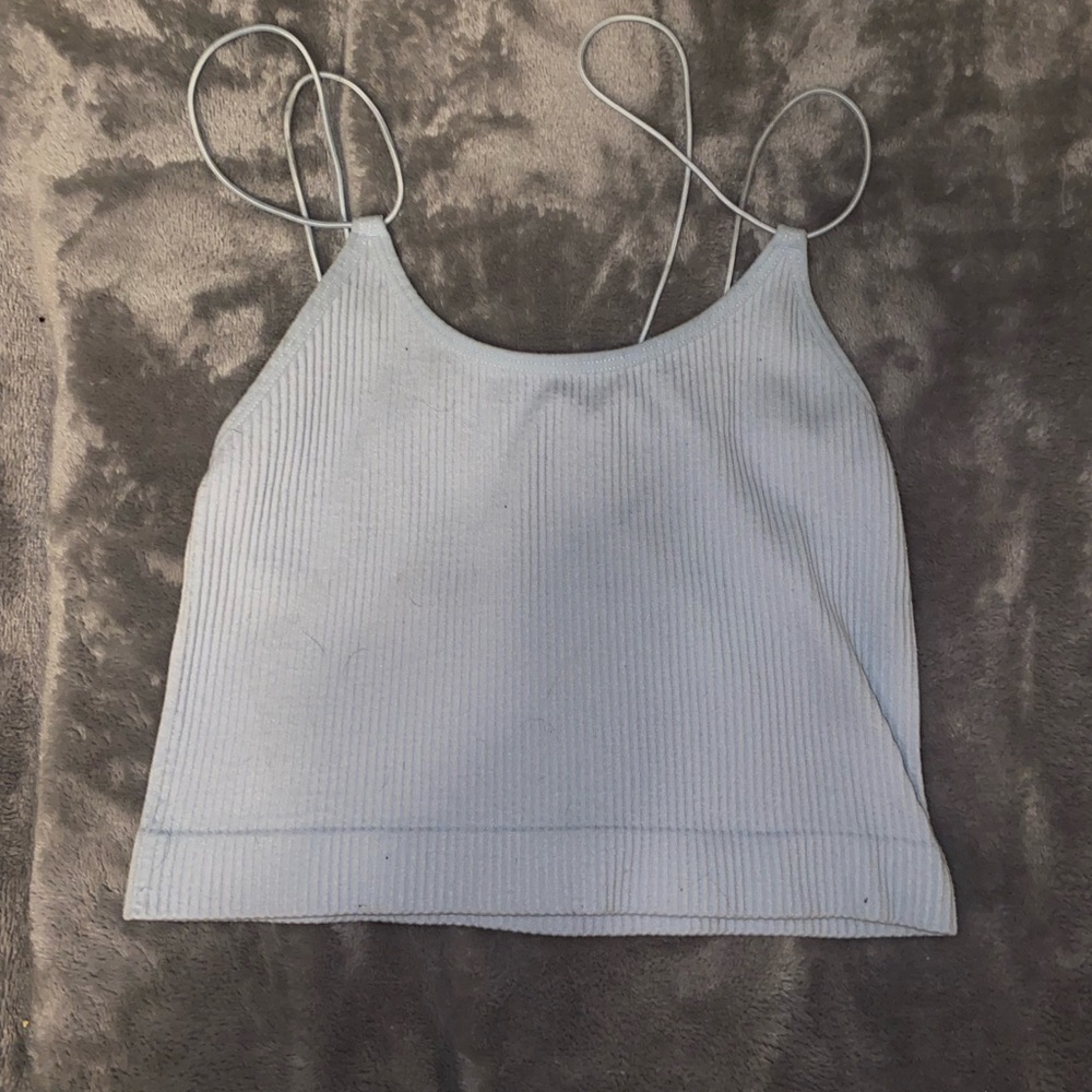 Women's Light Blue Ribbed Tank Top